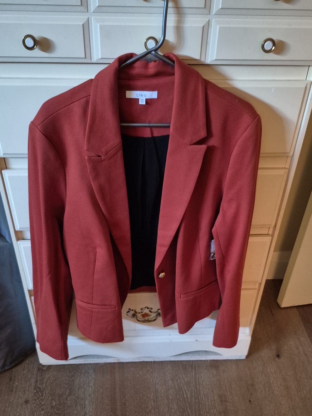 cleo Women's Rust Blazer with Single Gold Button